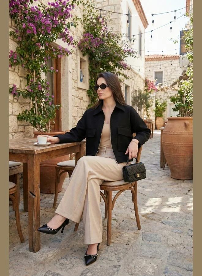 ليلا جاكيت ليلا نسائي بياقة كلاسيكية وجيوب مبطن مقاس عادي